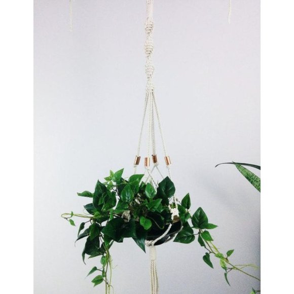 Macrame plant hanger hanging planter copper - Picture 3 of 5